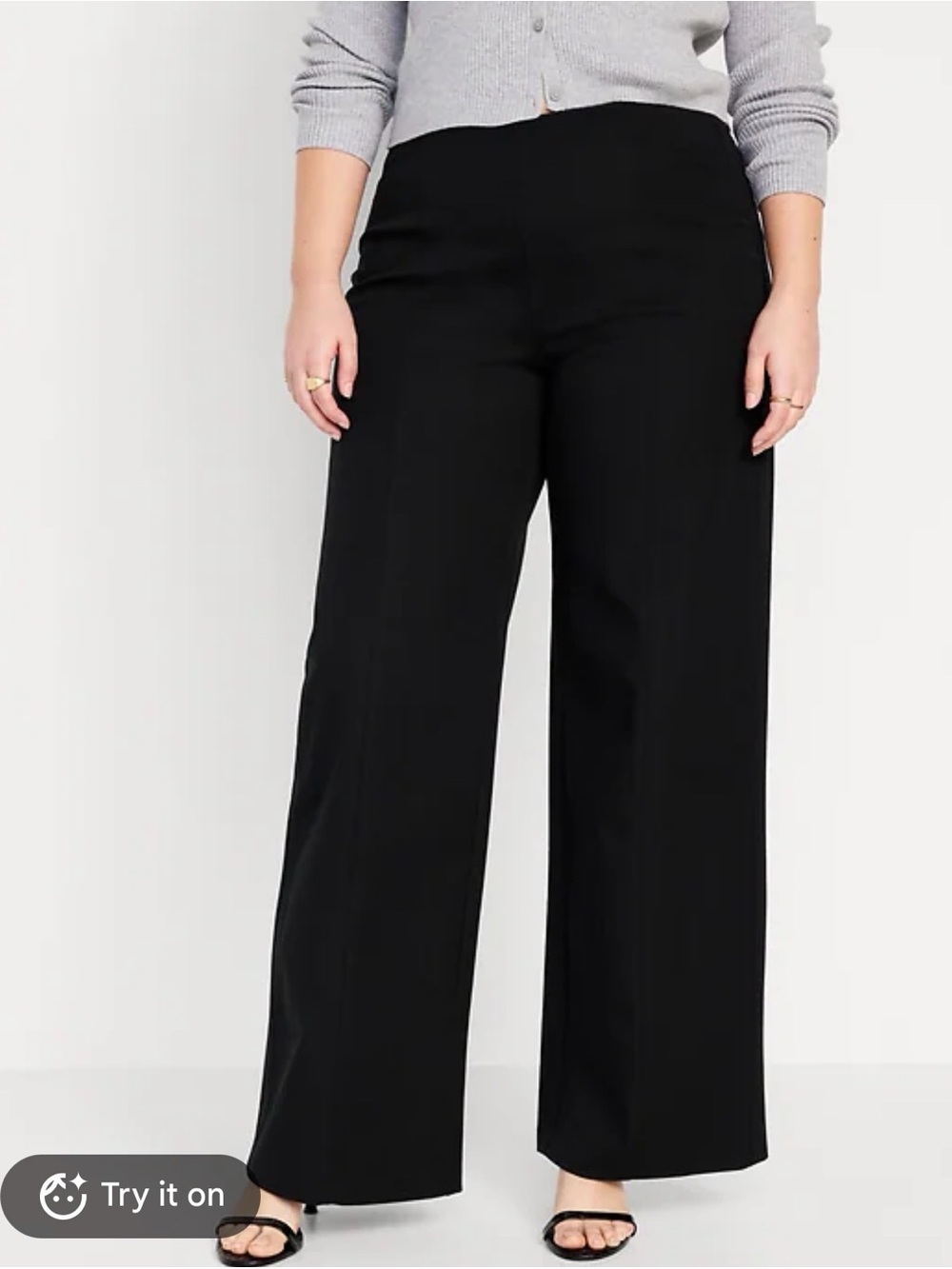 Old Navy High-Rise Pixie Wide Leg Pants Women’s Size 14 Tall Black Comfort Waist
